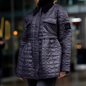 Ganni Quilt Midi Jacket Dark Grey NWOT